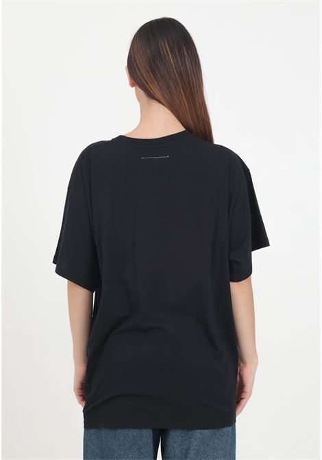 Black short-sleeved T-shirt for women and girls with Numerique print MAISON MARGIELA | M60670MM010M6900